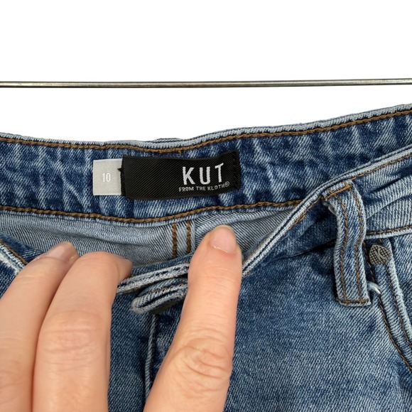 Kut from the Kloth Jane High Rise Distressed Denim Shorty Shorts Size 10 Cut Off - Picture 2 of 4